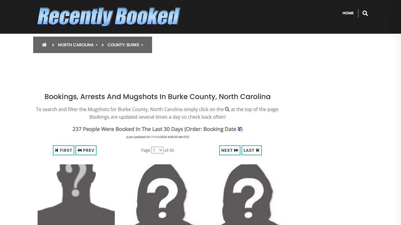 Bookings, Arrests and Mugshots in Burke County, North Carolina