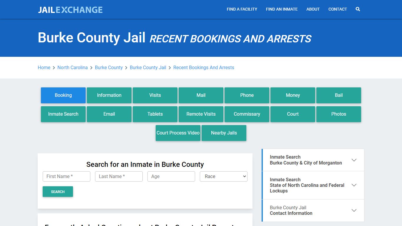 Burke County Jail NC Recent Arrests and Bookings - Jail Exchange